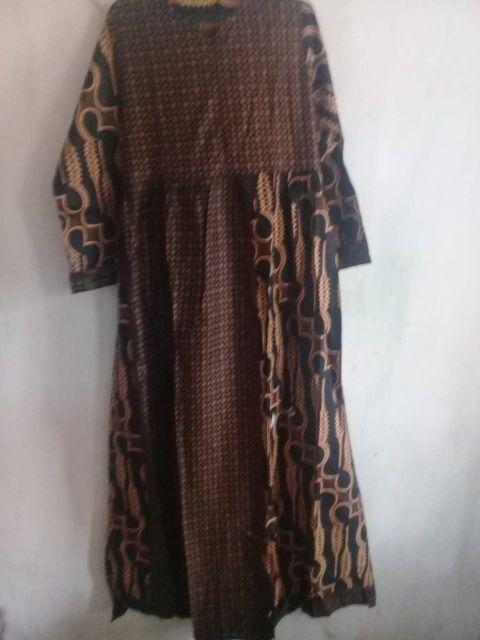 Gamis Mataram Parang Black/long Dress Batik Syari/terusan Batik/seragam Batik/gamis Batik Busui