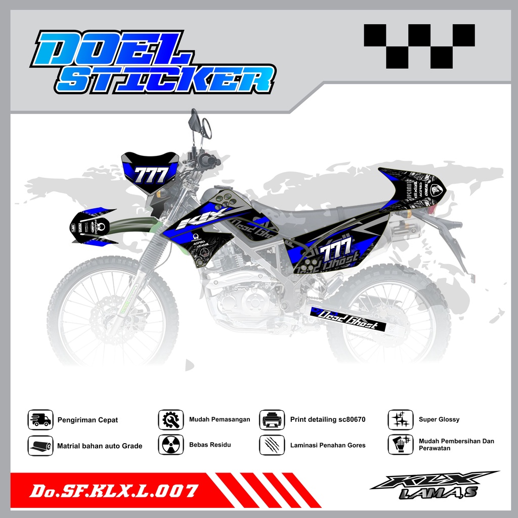 Sticker Striping Honda KLX L , S Lama List Variasi Hologram , Crome Doel 007