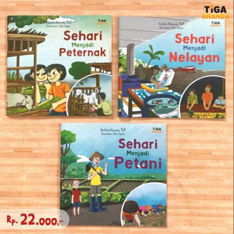 Buku Anak Seri Sehari Menjadi Petani Nelayan Peternak Padi Sawah Ikan Tambak Kambing