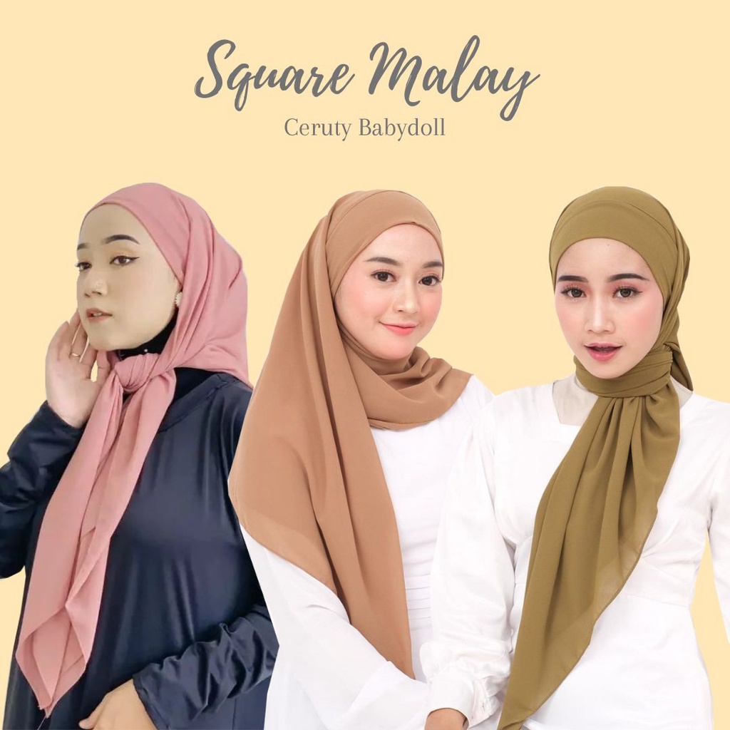 Kerudung Segitiga Malay 2 Layer Ceruty Babydoll Hijab Segi Empat Instan Tali Ikat Terbaru Pasar Hija'b