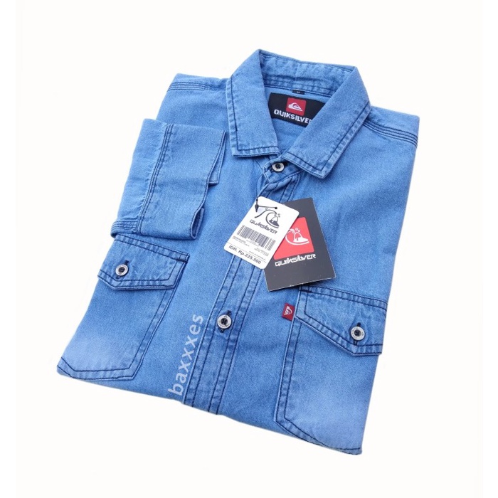 Pria-Denim-Kemeja- Kemeja Denim Biru Muda - Kemeja Panjang Pria -Kemeja-Denim-Pria.