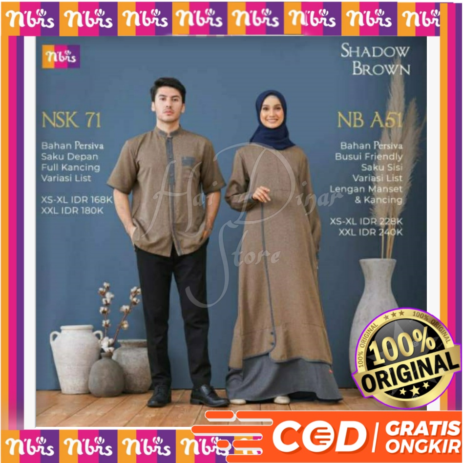 [Baru] Nibras Couple Gamis NB A51 dan Koko Muslim NSK 71 Nibras Ready