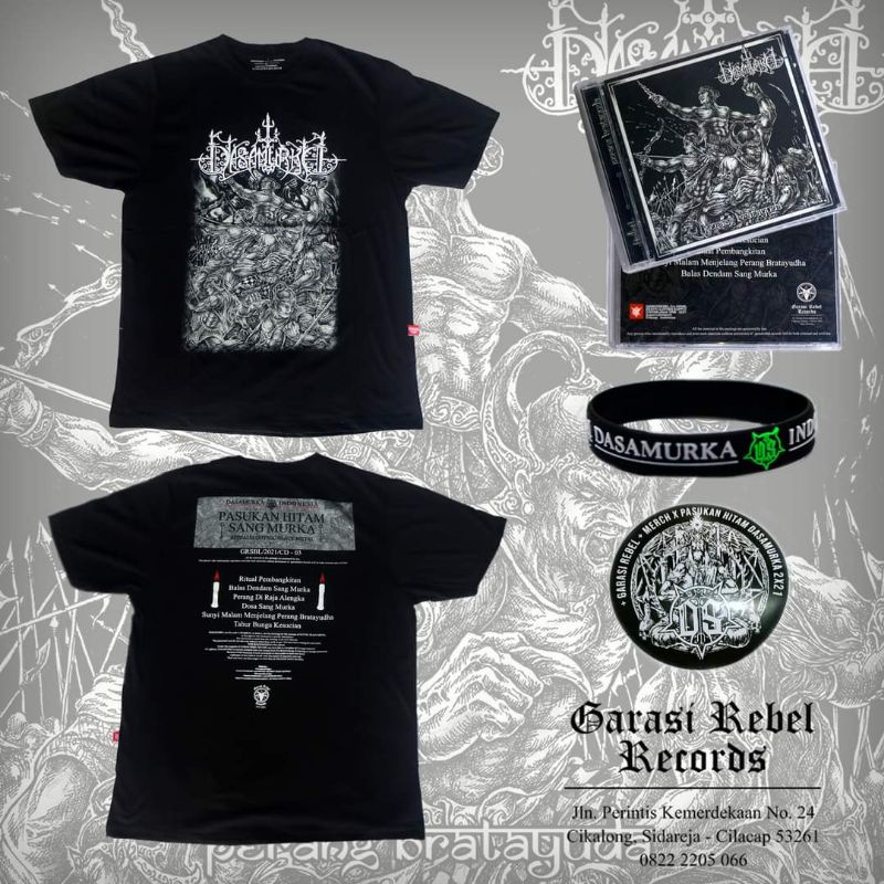 Bundling tshirt dasamurka + cd album + gelang karet x garasi rebel distro / kaos black metal origina