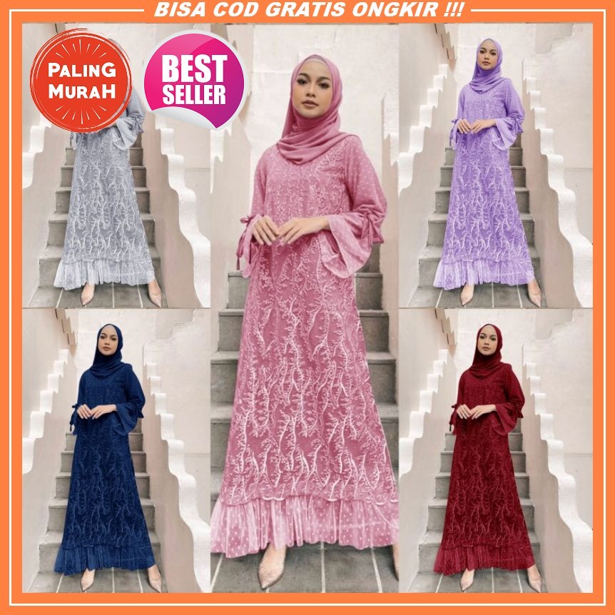 Ejt-45 Sandrina Brukat Tile / Gamis Brukat / Gamis Brukat Terbaru / Gamis Brukat Terbaru 2021 Mewah 