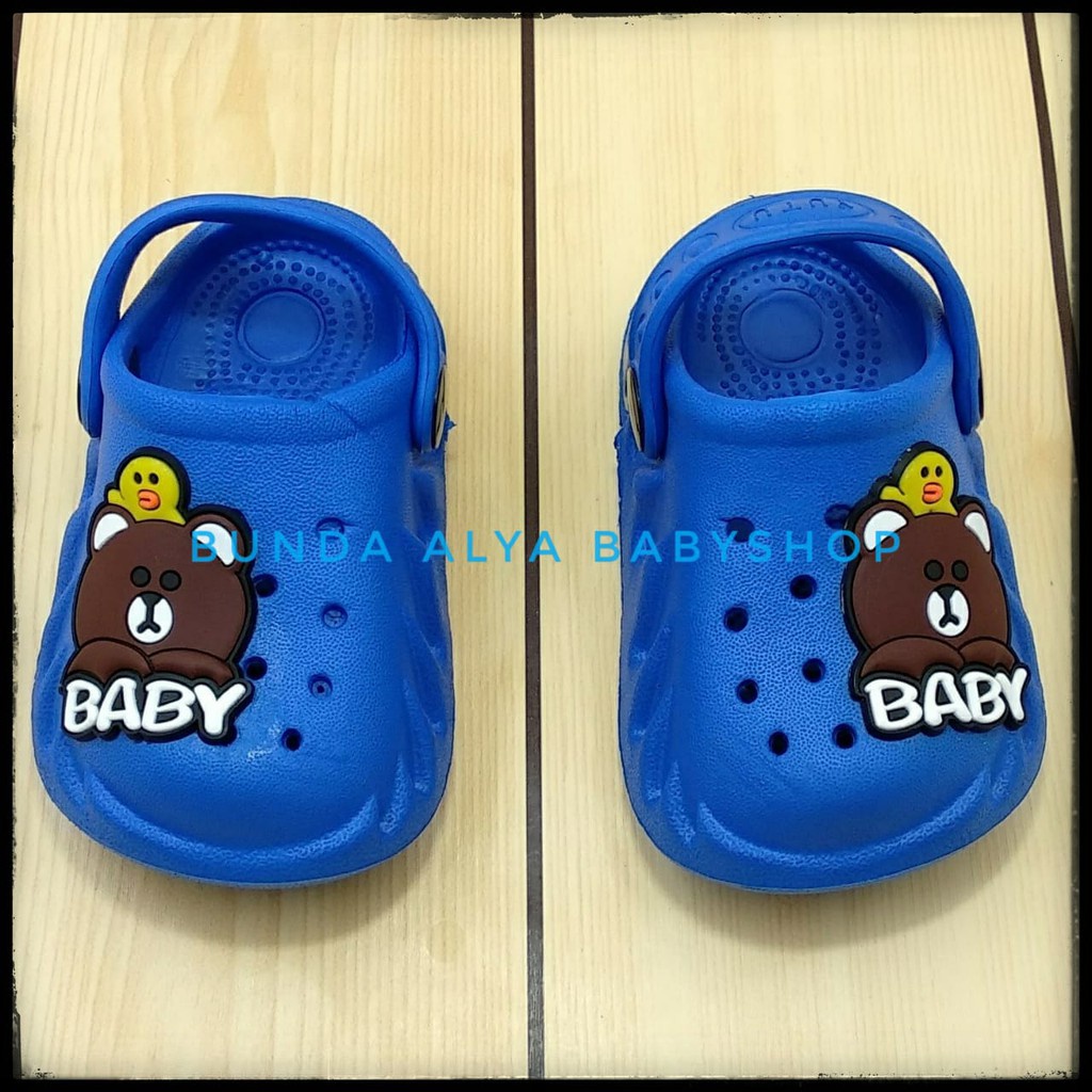 Sendal Anak Laki Usia 1 2 Tahunan BIRU Sendal Anak Cowok Karet Model Tali belakang Motif Kartun Lucu Size 2123