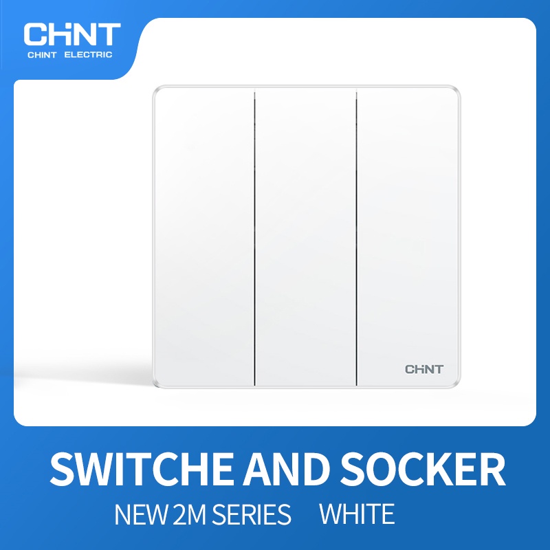 CHINT NEW2M White 3-gang 1-way Switch / saklar