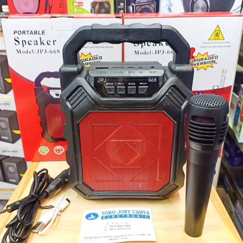 Speaker Bluetooth Protable JPJ-668 Free Mic Karaoke - Speaker Tentengan