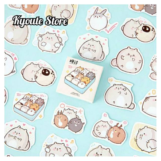 

45 pcs Sticker Cute Fat Bunny Scrapbook DIY Bujo Journal Planner Diary Dekorasi Stempel