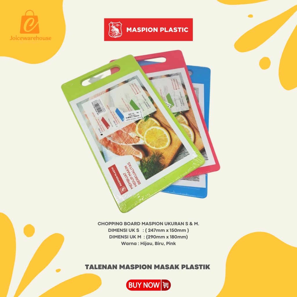 TALENAN MASPION MASAK PLASTIK /  CHOPPING BOARD / TALENAN WARNA