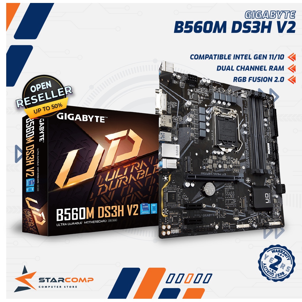 GIGABYTE B560M DS3H V2 LGA1200 B560 DDR4 USB3.2 SATA3 MOTHERBOARD