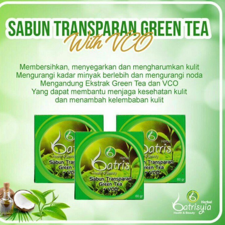 

SABUN VCO GREEN TEA TEH HIJAU ORIGINAL BATANGAN BATANG MURAH PERAWATAN WAJAH BATRISYIA HERBAL