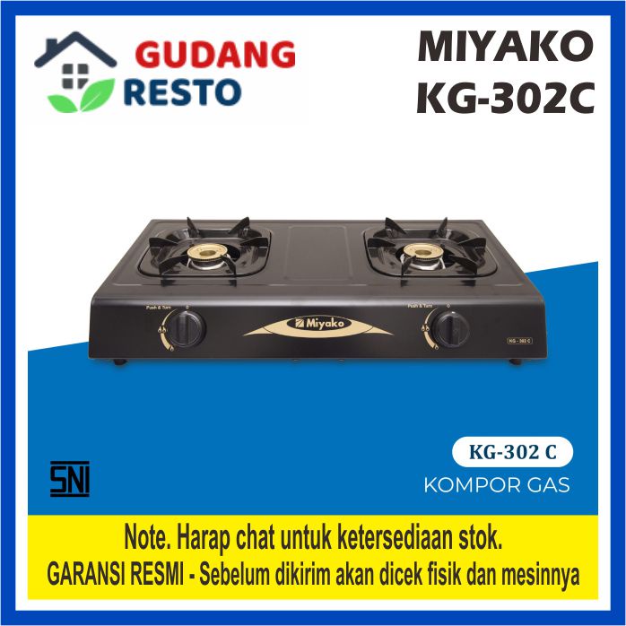 MIYAKO KG 302 C KOMPOR GAS 2 MATA / TUNGKU KG302 KG302C LPG STOVE GAS COOKER TEKANAN RENDAH GARANSI RESMI