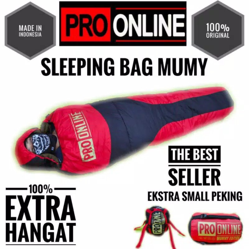 Sleeping Bag Waterflow Extreme Mummy Extra Tebal Lapisan Dacron SB Mumi Lebih Tebal dan Hangat