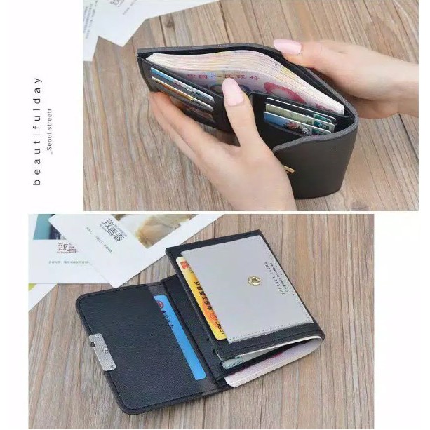 Dompet lipat Wanita Murah mini Kecil stylist hitam merah pink abu biru