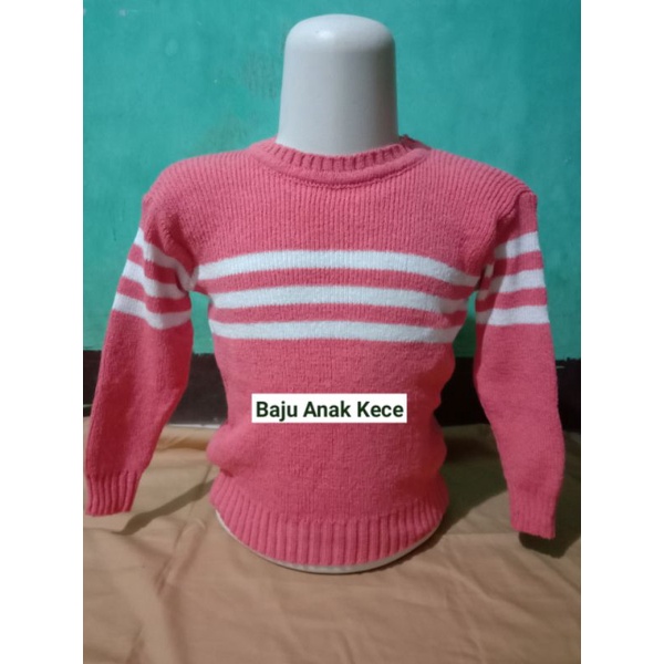 1 2 3 Tahun Sweater Anak Unisex  Salur 3 Baju Atasan Rajut Anak