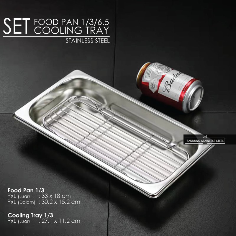 Cooling Tray SET Food Pan 1/3 Tatakan Saringan Peniris Minyak Panggangan Multifungsi Medium Large