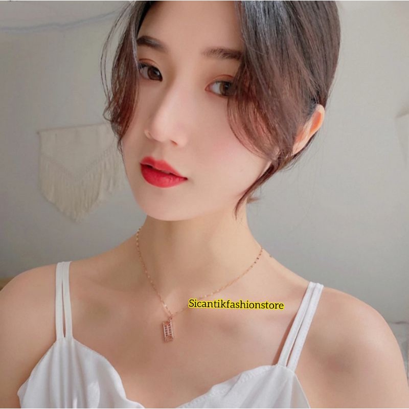 Kalung Titanium Wanita Korea Liontin Silet Gold Terbaru Anti Karat selamanya Kalung Wanita Kekinian Liontin Silet Gold Terlaris