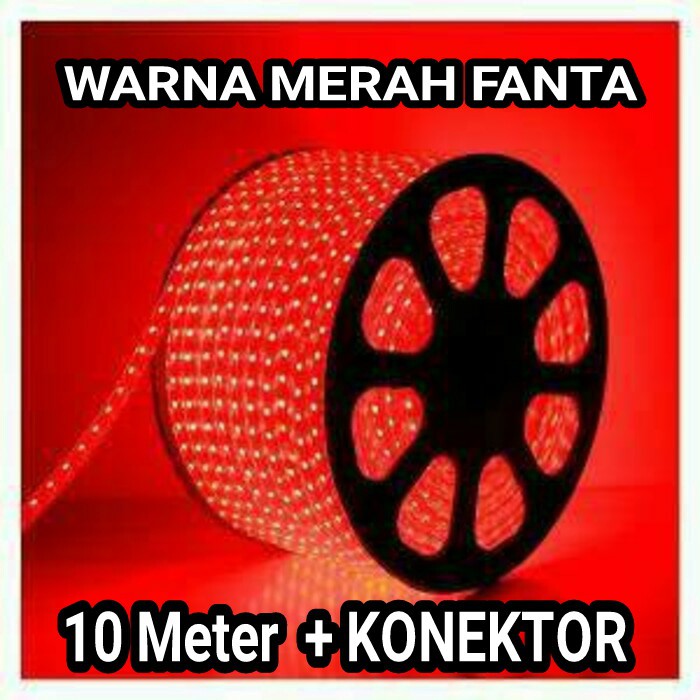 MANTABB.. PAKET LED STRIP MERAH 10M Plus ADAPTOR Siap Pakai STRIP LED Type 5050 Mata Besar jossspoll