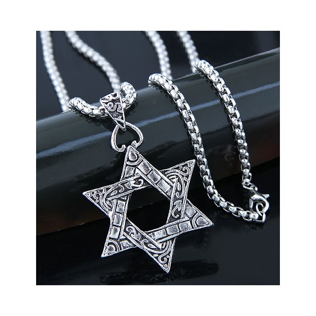 LRC Kalung Fashion Silver Metal Six-color Ray Long Necklace A57446