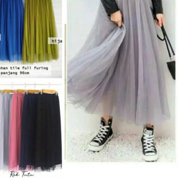 AESTRI Rok tutu panjang tebal furing tile abu army botol tosca biru navy pink maroon moca hitam