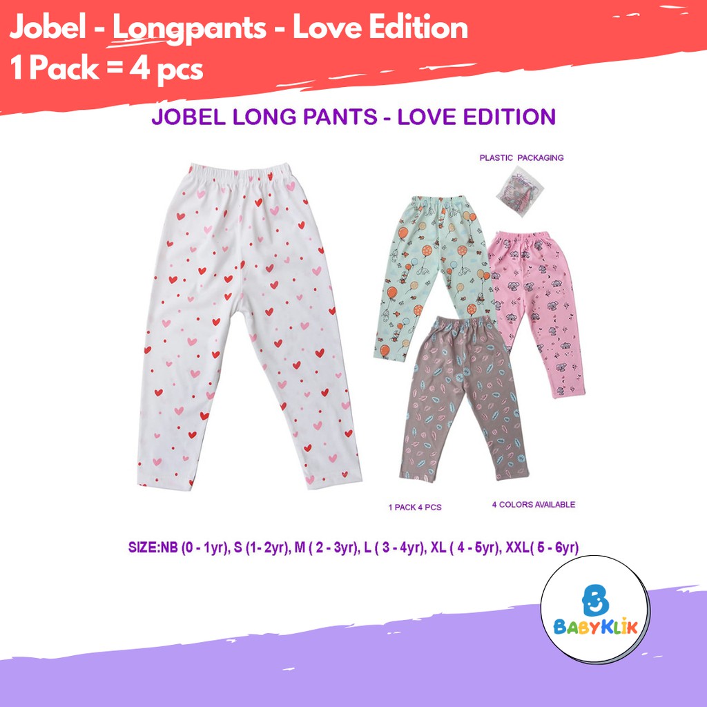 Jobel Baby Girl Long Pants Love Edition Celana Panjang Anak Isi 4