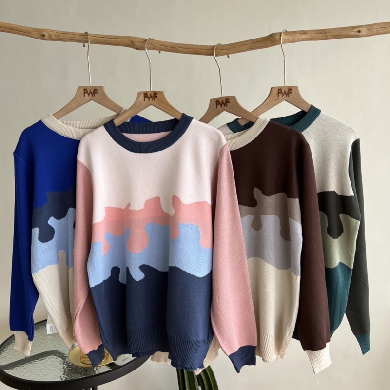 Alea Knit Sweater / Baju Atasan Sweater Rajut Wanita Import