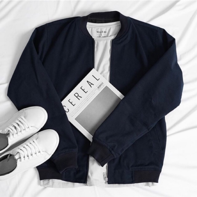 Bomber Suede Jacket Navy L - Male.id