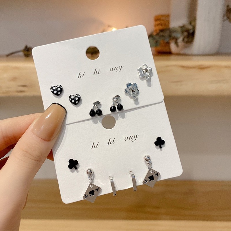 Set Anting Bentuk Bunga Cherry Geometris Gaya Harajuku Untuk Aksesoris