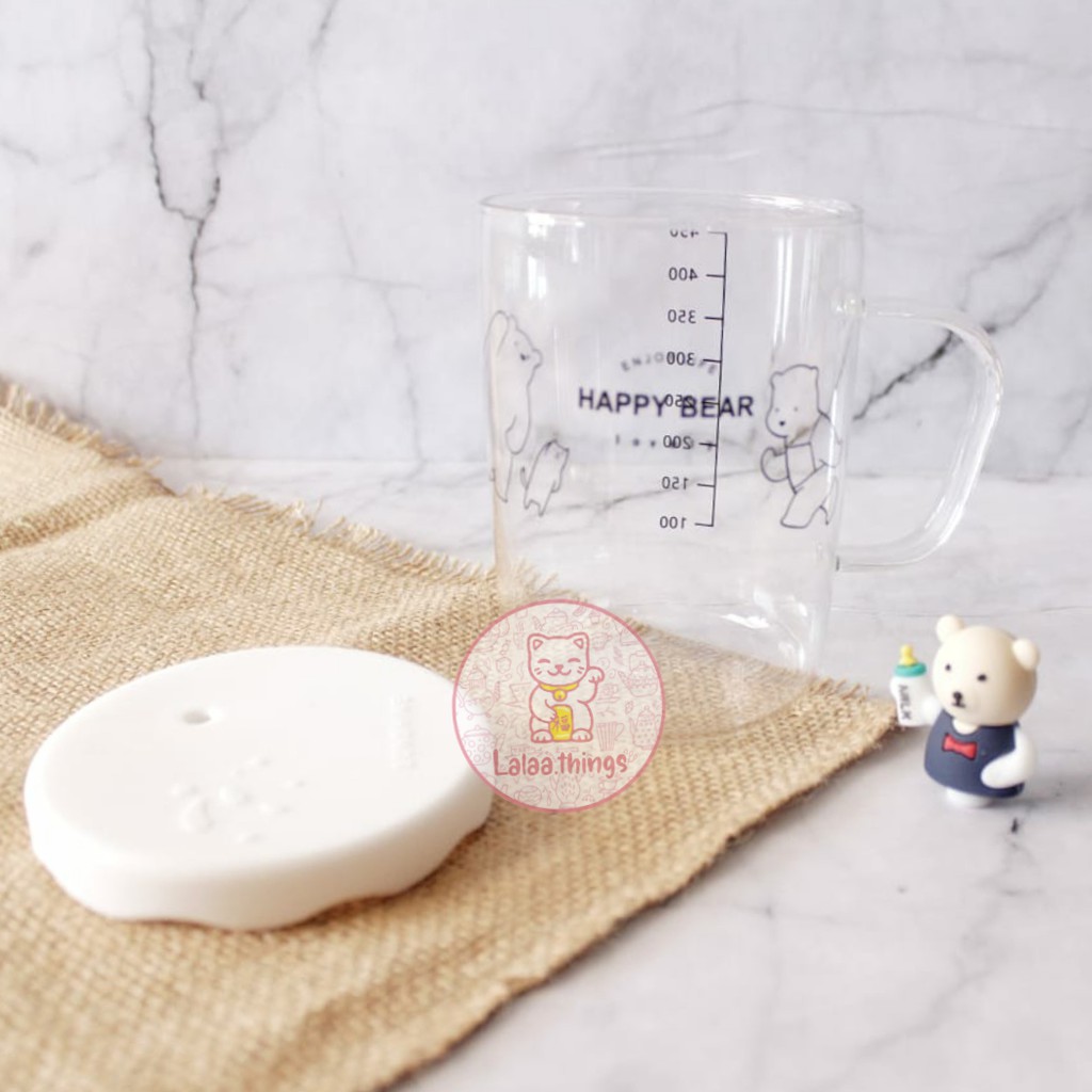 Gelas Cangkir Happy Bear | Gelas Kaca Plastik | Gelas Lucu Unik | Mug Lucu | Gelas Import