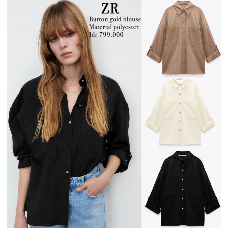 Zr Gold button gold shirt