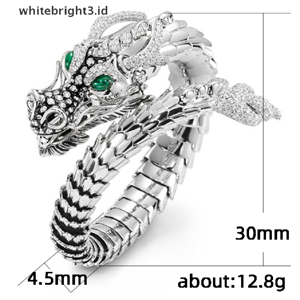 (whitebright3.id) Cincin Terbuka Adjustable Motif Naga Cina Untuk Pria / Wanita / Sepeda