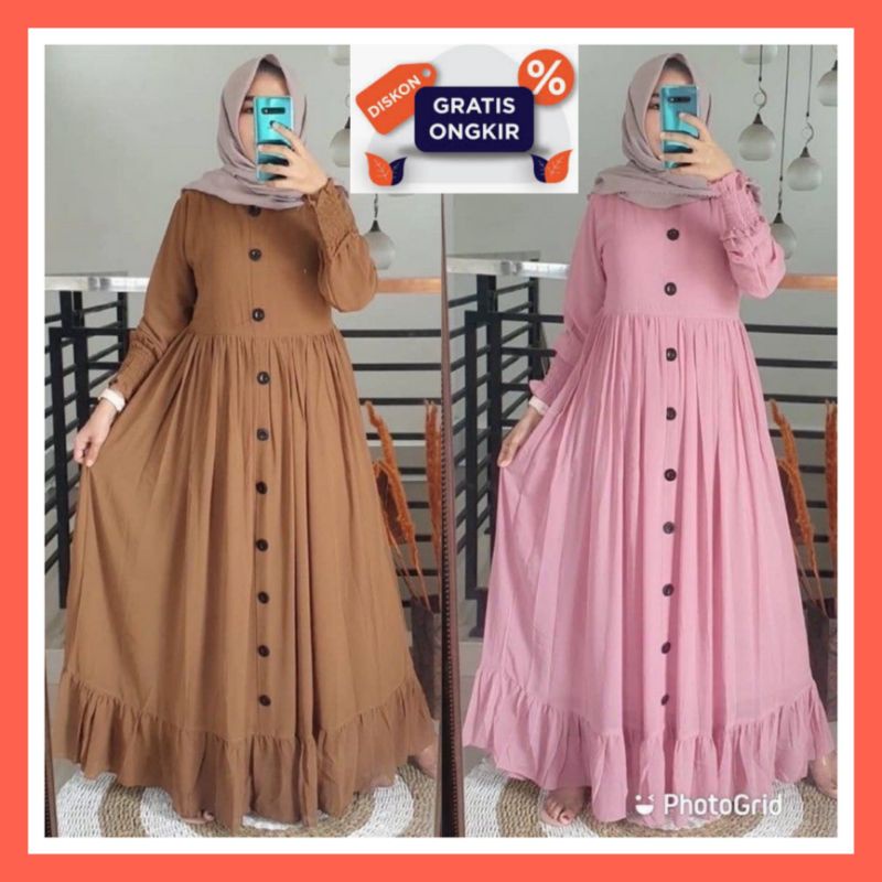 Baju pakaian gamis dress busana wanita muslim remaja model pesta premium cantik murah elegan polos t