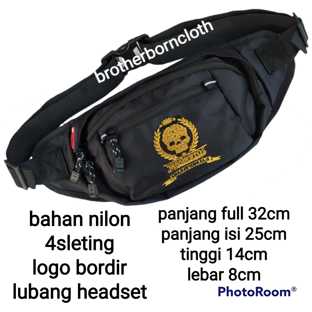 WAISBAG MASBERTO KINGDOM TAS SLEMPANG PUNK METAL DISTRO LOGO BORDIR BAHAN NILON PRIA DAN WANITA GAUL KEKINIAN