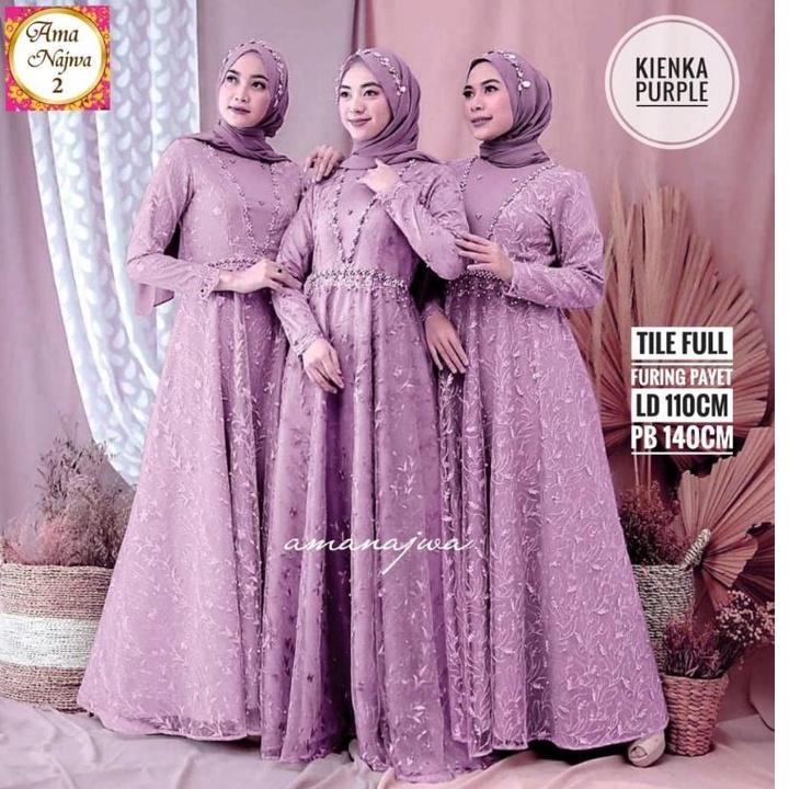 MET.26Au22ˢ ▫ Kienka gamis kondangan brokat full furing mix mutiara ori by mudra(READY STOK)
