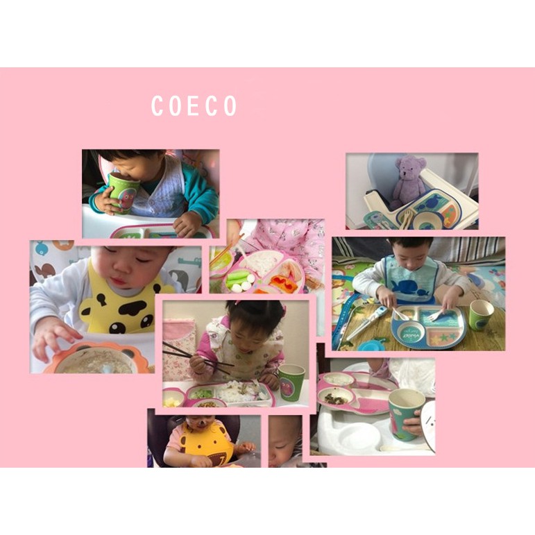 Cute Animal Tempat Makan Bayi Coeco Bamboo Fiber Tableware Kit