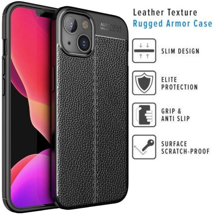 Auto Focus iPhone 13 Mini Pro Max Leather Soft Case AUTOFOCUS Motif Kulit Jeruk