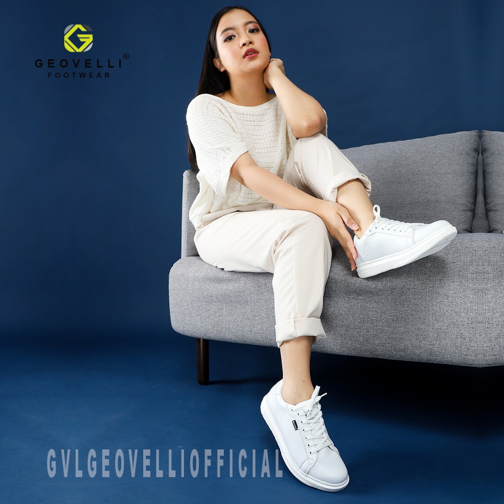 Sepatu Putih Wanita Sneakers Full White GEOVELLI Force 1 One Sneakers Kasul Kuliah Trendy Terbaru