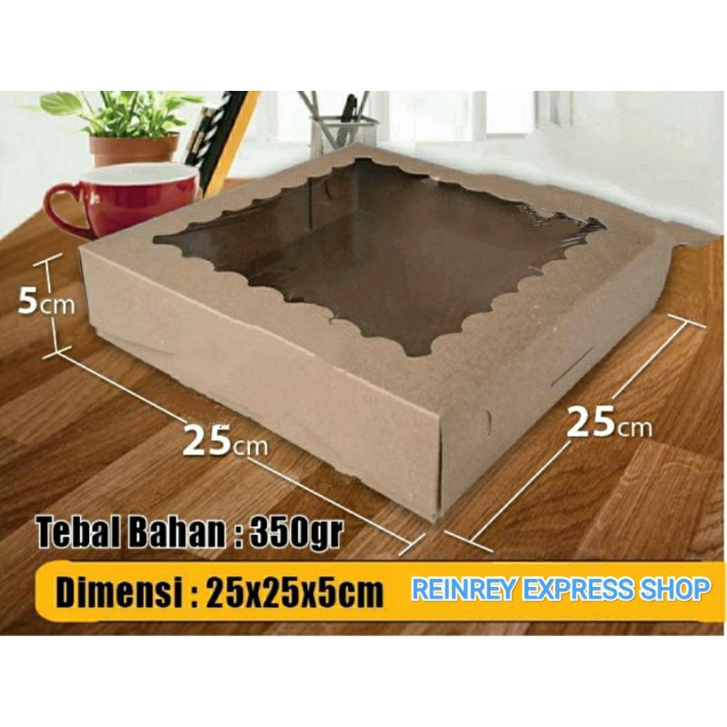 

Dus Brownies / Dus Kue Termurah 25 x 25 x 5 cm Lapis Plastik Kraft 350
