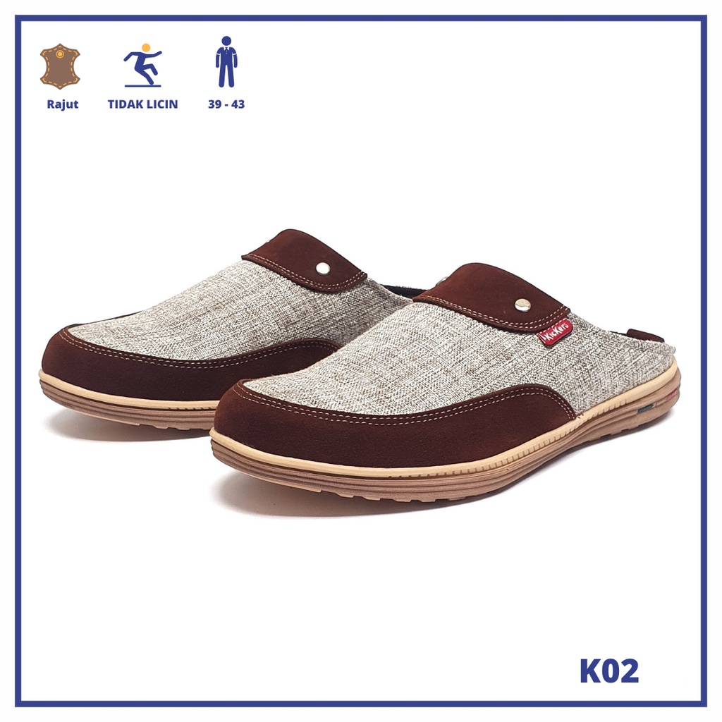 Kickers Sandal Selop Pria Kasual Coklat Muda - K 02