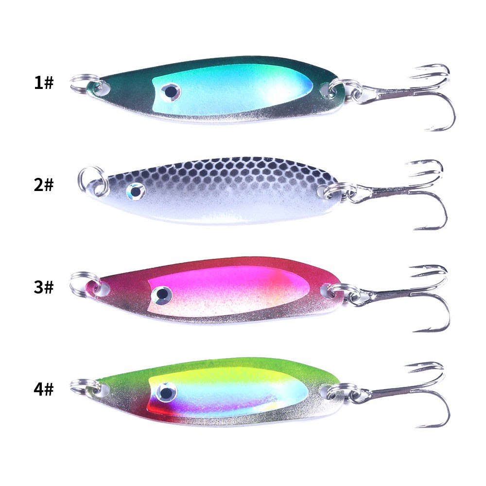 HENGJIA 1PCS 5CM 6.5G Metal Spoon Hard Fishing Lure Artificial Wobblers For Trolling Trout Spoon Bait Bass With Treble Hook