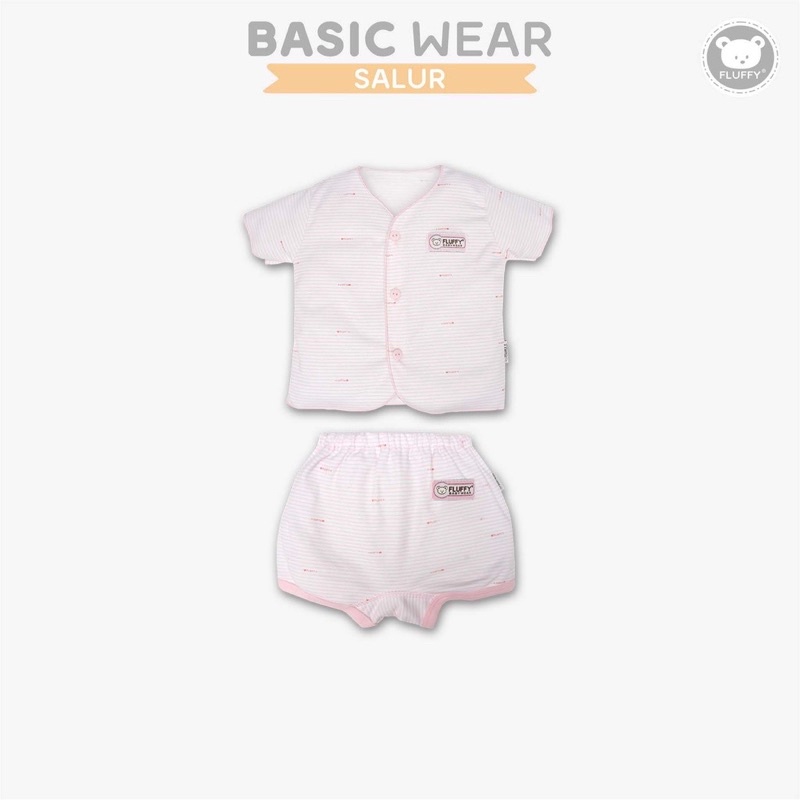 Baju Bayi Newborn Set Fluffy Pendek Neci SNI Pink - Set Baju Bayi Fluffy