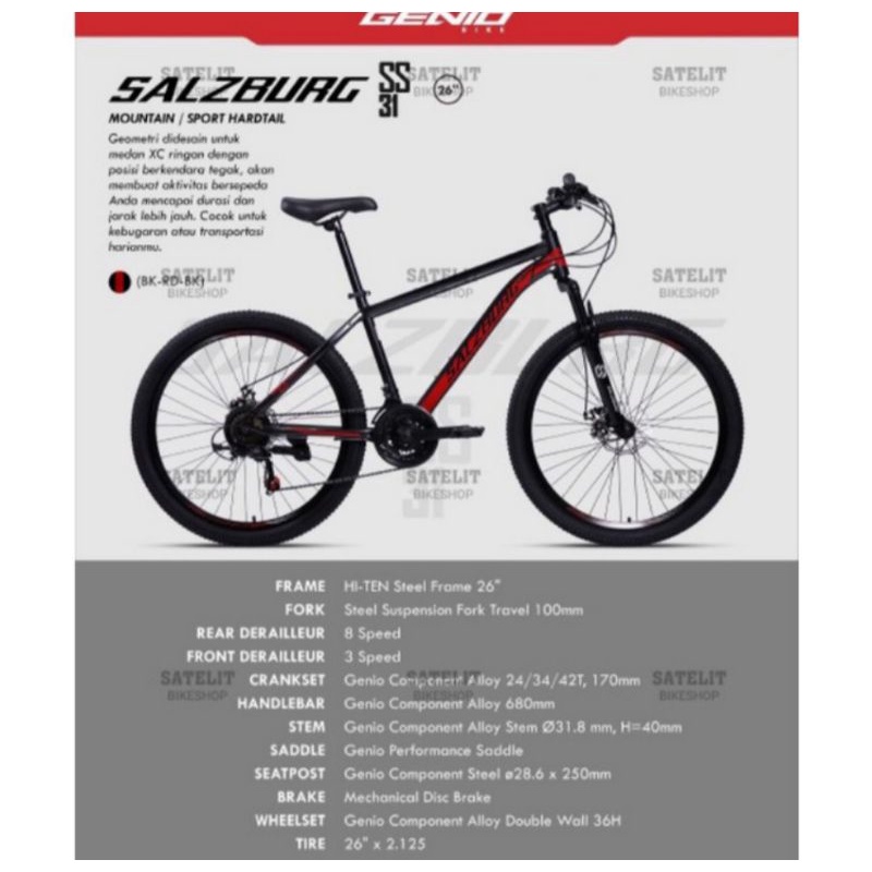 [EKA JAAYA SEPEDA] Sepeda Gunung Genio Salzburg SS31 Ukuran 26 Inch Sepeda Gunung MTB Genio Salzburg