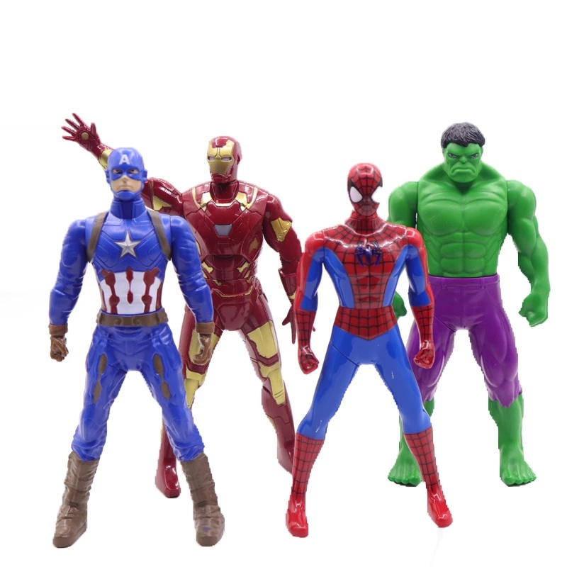1pc Mainan Action Figure Marvel Super Hero Bahan PVC Dapat Berputar 360 Derajat° Action Figure Spiderman Hulk Iron Man Untuk Koleksi / Hadiah