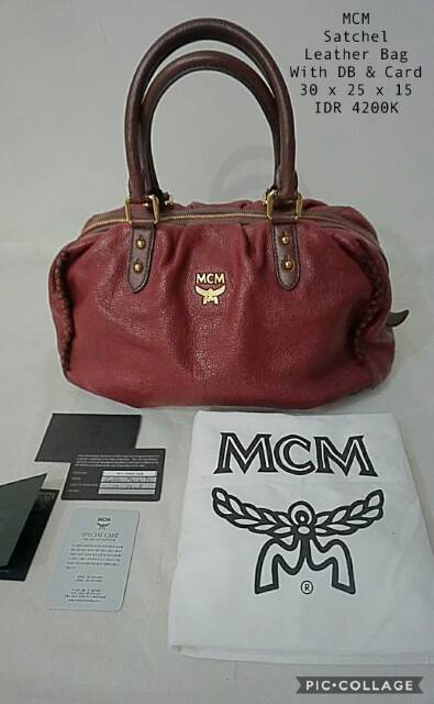 Preloved MCM Satchel Leather Bag Authentic Original with DB n Card