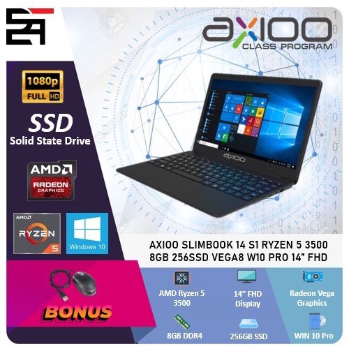 Axioo Slimbook 14 S1 Ryzen 5 3500 8GB 256SSD Vega W10 PRO 14 Inchi FHD