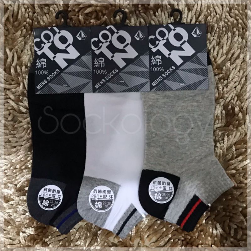 (Min 3pcs @13.000) Kaos kaki mata kaki hitam putih Cotton mens sock