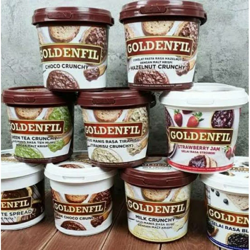 GOLDENFIL 1 kg Selai Coklat Dark Choco Crunchy Hazelnut Tiramisu Green Tea Milk Topping