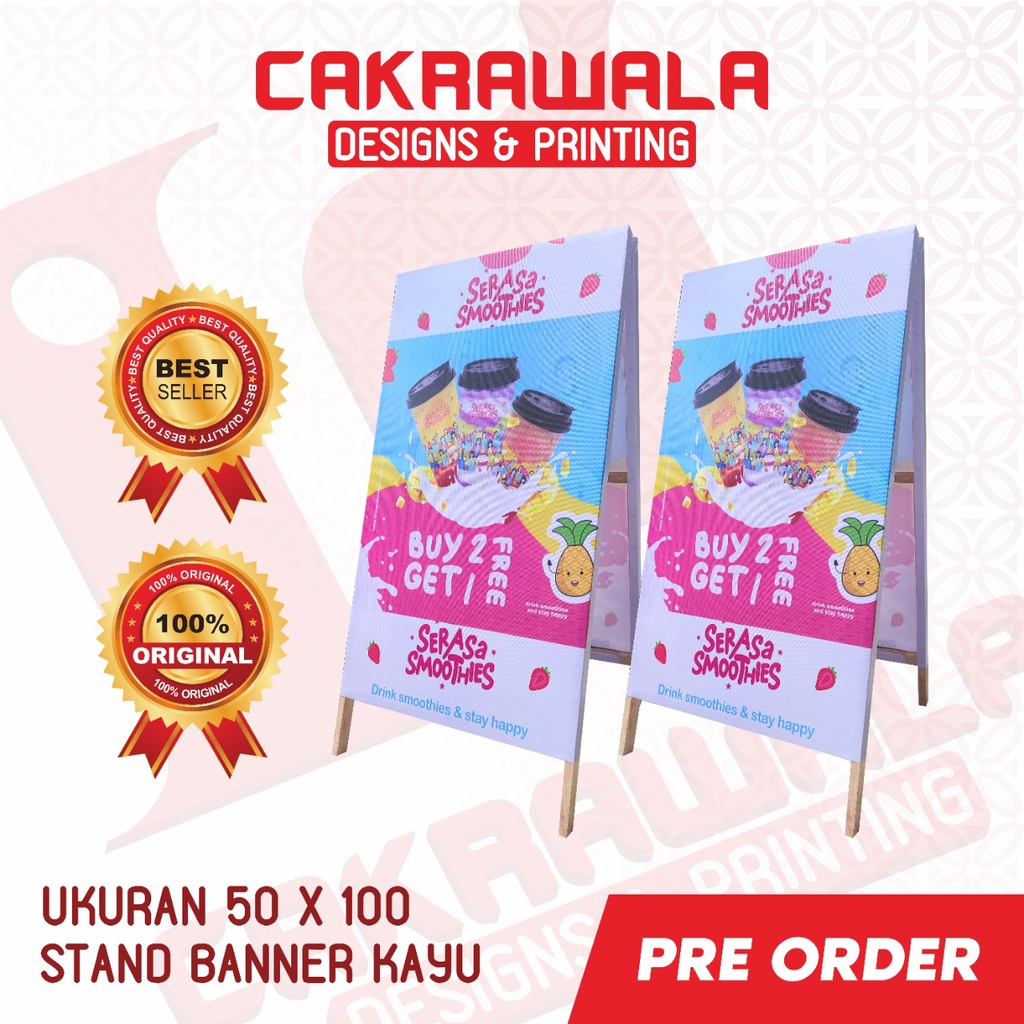 STAND BANNER KAYU UKURAN 50 X 100 - BANNER KAYU - BANNER KAYU BERDIRI - BANNER KAYU PAPAN - STANDING