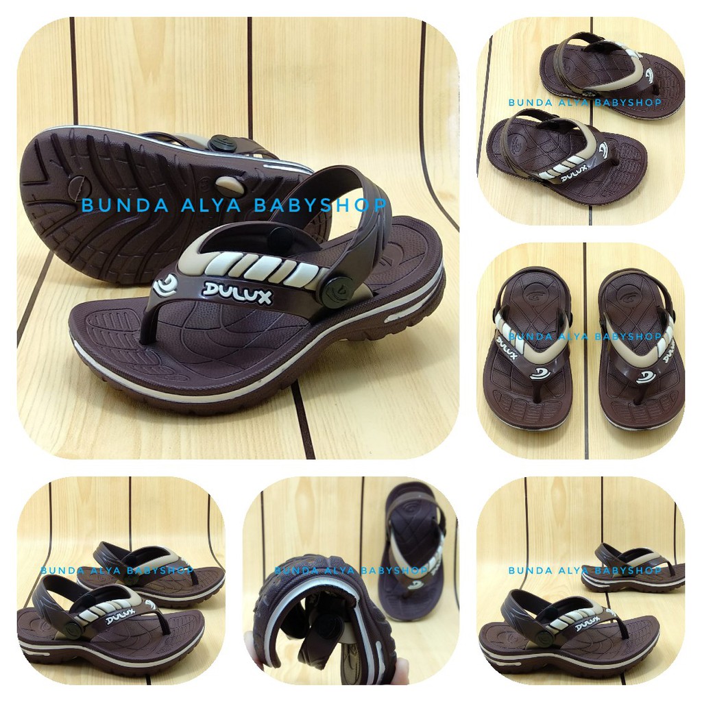 Sandal Anak Laki Jepit Tali Belakang Usia 6 Bulan 1 2 Tahun Karet COKLAT TUA Elastis - Sendal Jepit Anak Cowok Karet Anti Licin Size 20 - 25