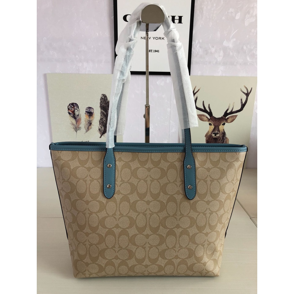 coach 58292 Canvas leather tote bag for ladies with one shoulder bag  gwd